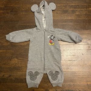 Mickey Mouse Baby Long Sleeve Hooded Onesie - 0/3 Month